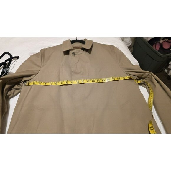 Glen Eagles Trench Coat Tan Collared Buttons Pockets Zip Liner Mens Size 40S Y2K - Picture 4 of 11